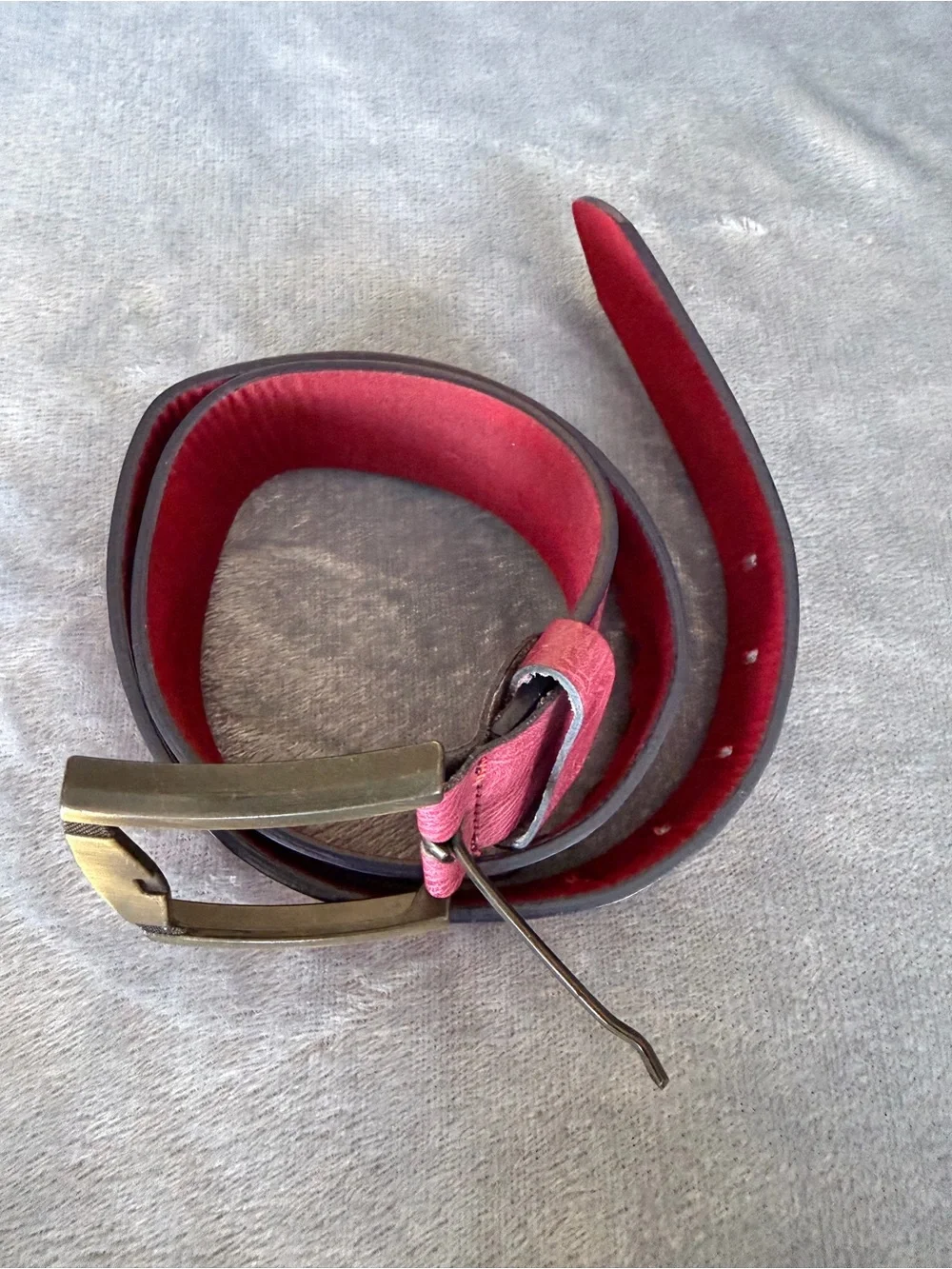 Angelina Mara Red Fox Leather Belt with Embossed Lettering Size S
